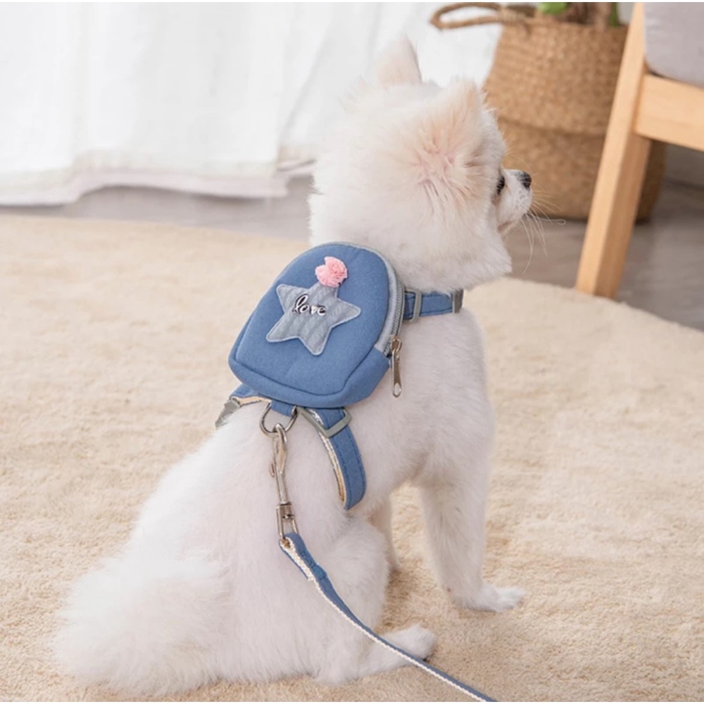 Pet Cute Bag Harness Kucing Anjing - Leash Tali Tuntun Tas Anjing Kucing