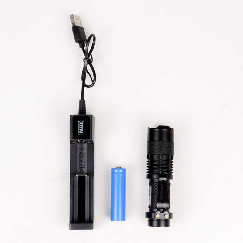 TaffLED Senter LED 395nm UV + Baterai + Charger + Box Pocketman P1