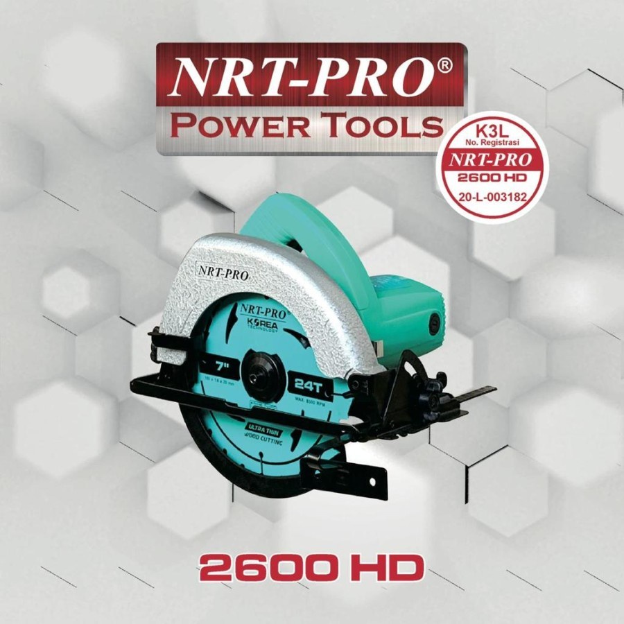 NRT PRO 2600 HD/2600HD Mesin Circular Saw 7 Inch Low Watt 800W