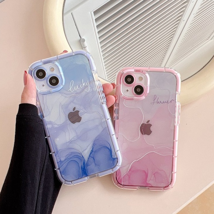 Bersinar Pada Malam Hari Bercahaya Soft Case untuk IPhone 14 Plus Xr Xs Max Ip Apple IPhone 11 12 13 14 Pro Max Wanita Lucu INS Cover Ungu Merah Muda Naungan Gradual Gadis Hadiah