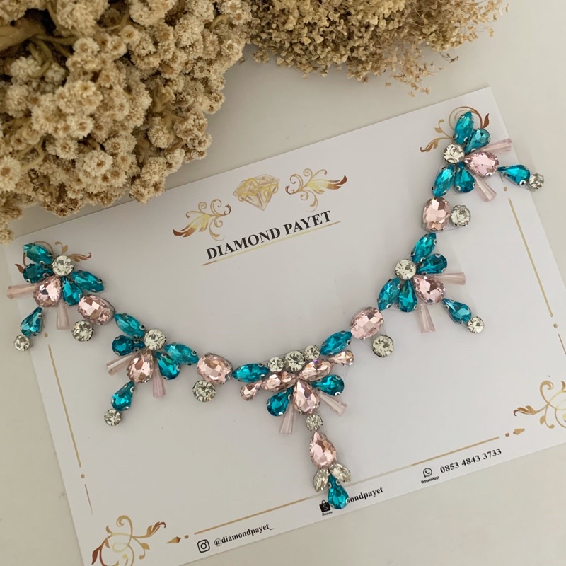 PAYET RANGKAI BIRU PINK LEHER MEWAH