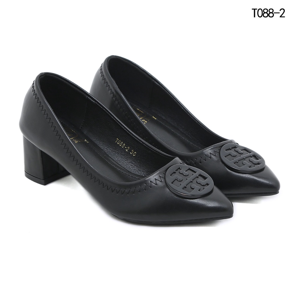 TB Leather Block Heel Pumps T088-2