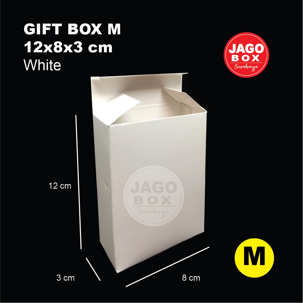 KOTAK SOUVENIR / PACKING / KADO / GIFT BOX M Putih , 12x8x3 cm