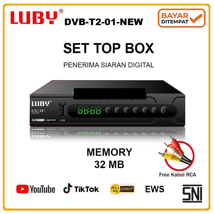 LUBY SET TOP BOX DVB T2 01 TV SIARAN DIGITAL RECEIVER STB BISA YT &amp;REC - LUBY