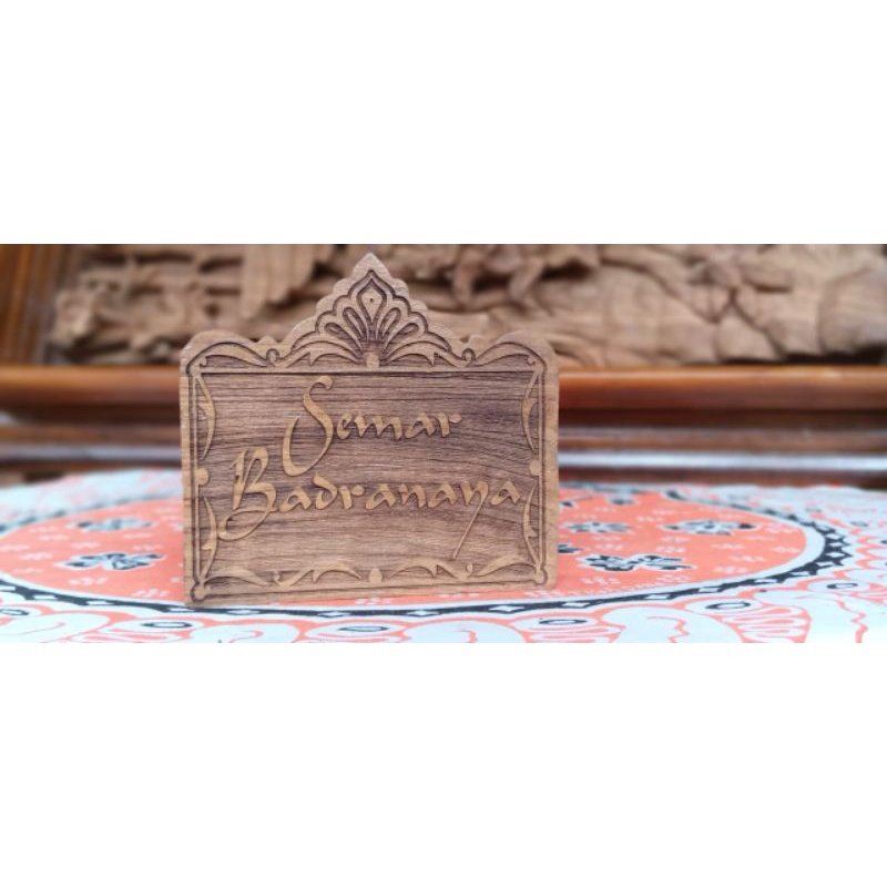 Papan Nama Ukir Kayu Mini Custom