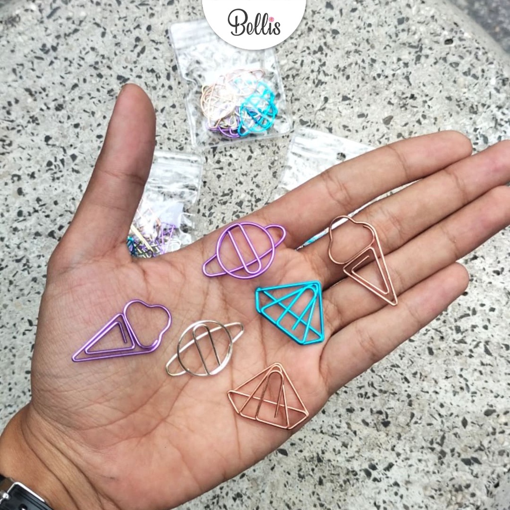 

Paper Clip Klip Penjepit Kertas Premium Aneka Bentuk Diamond Es Krim Planet isi 10