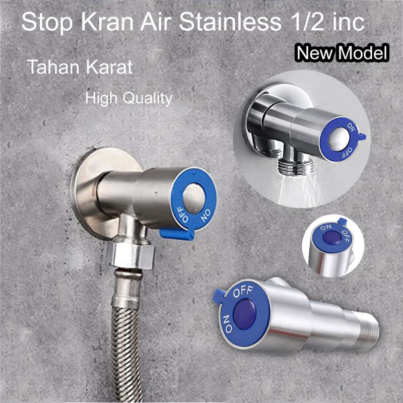 Stop Kran Shower T Stainless Steel SUS 304 / New Stop Kran Closet 1/2 Inch / Stop Kran Kamar Mandi / Stop Kran Single / Stop Kran Double T