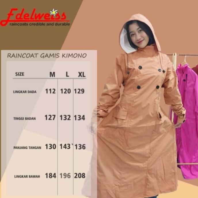 TERLARIS Jas Hujan Edelweiss GAMIS Original Bahan Efek Daun Talas /JAS HUJAN WANITA/JAS HUJAN PRIA/J