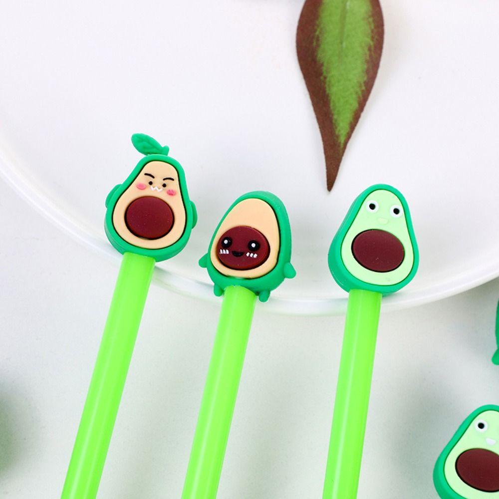 Mxbeauty Gel Ink Pen Sekolah Lucu Kreatif Ekspresi Wajah Lucu Bentuk Alpukat Asli Perlengkapan Kantor Kado