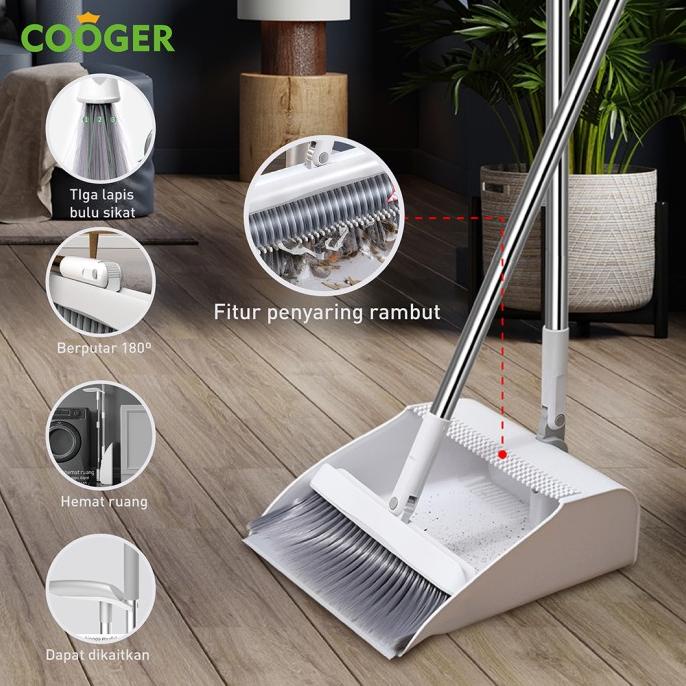 COOGER Alat Pembersih Lantai Set Sapu dan Pengki