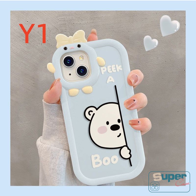 Case Samsung A04 A14 A04s A12 A32 A03 A04E A13 A52 A50s A53 A03s A73 A51 A52s A23 A50 A22 A71 A30s A11 A33 A31 A02s A21s Lucu Imut Beruang Puppy Dog Lembut 3D Bow Little Monster Case