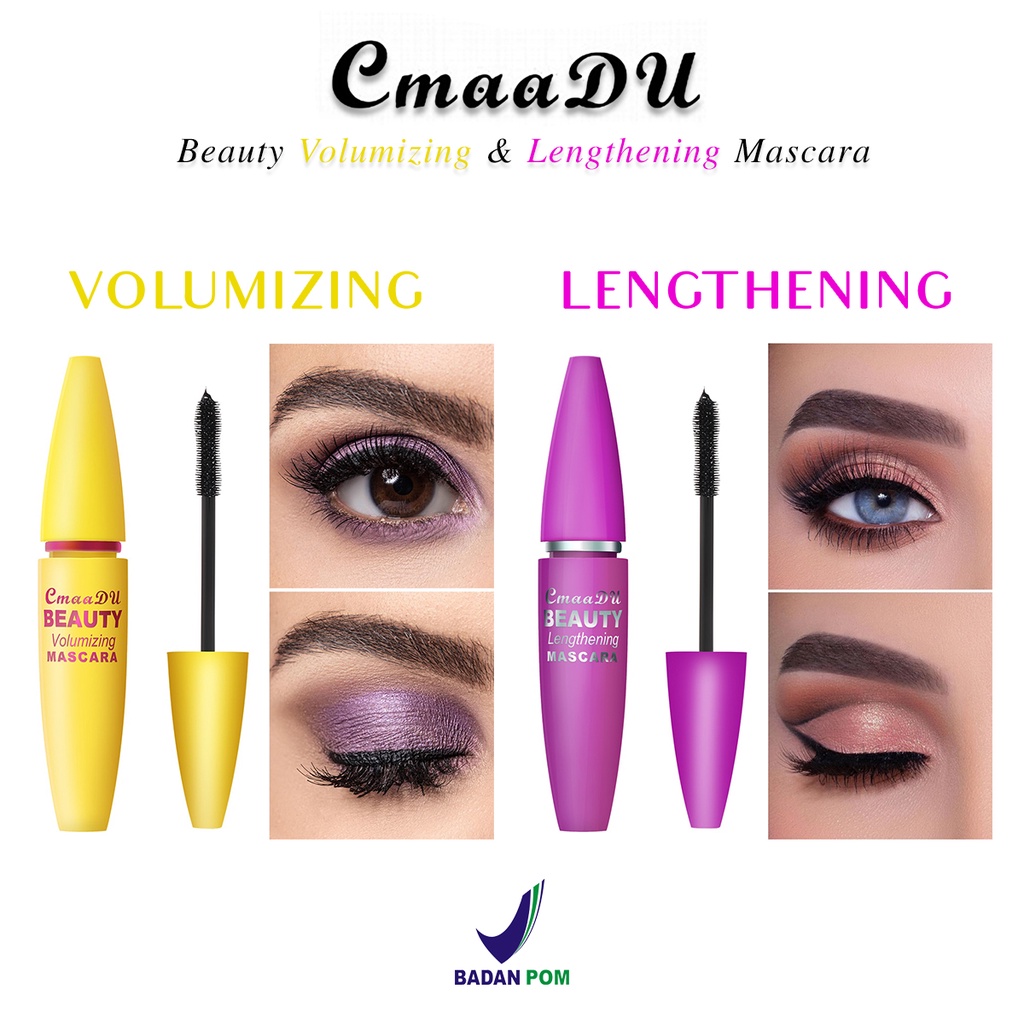 BPOM CMAADU Beauty Volumizing / Lengthening Mascara 2pcs &amp; Satuan 2 IN 1 Set 4D Waterproof Tahan Lama