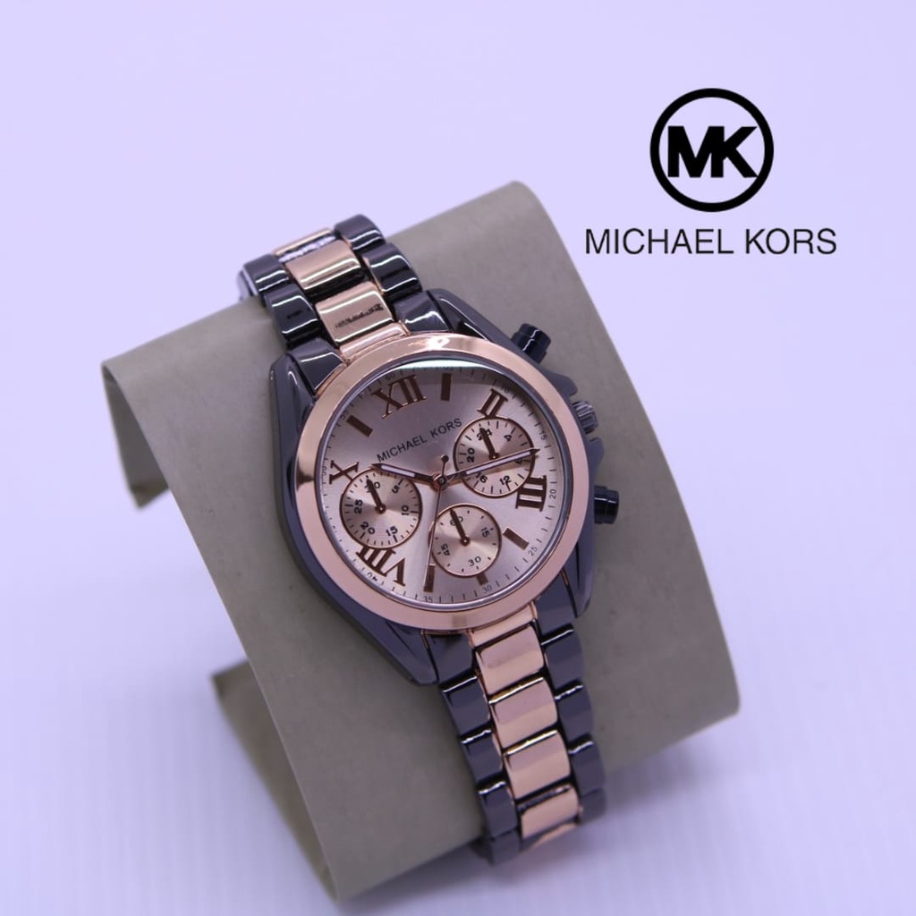 BEST SELLER JAM TANGAN WANITA MICHAEL KORS M110 TALI RANTAI CHRONO HIASAN TANGGAL AKTIF DM 3.8CM  FREE BOX &amp; BATERAI || JAM TANGAN FASHION WANITA JAM TANGAN CEWEK MURAH