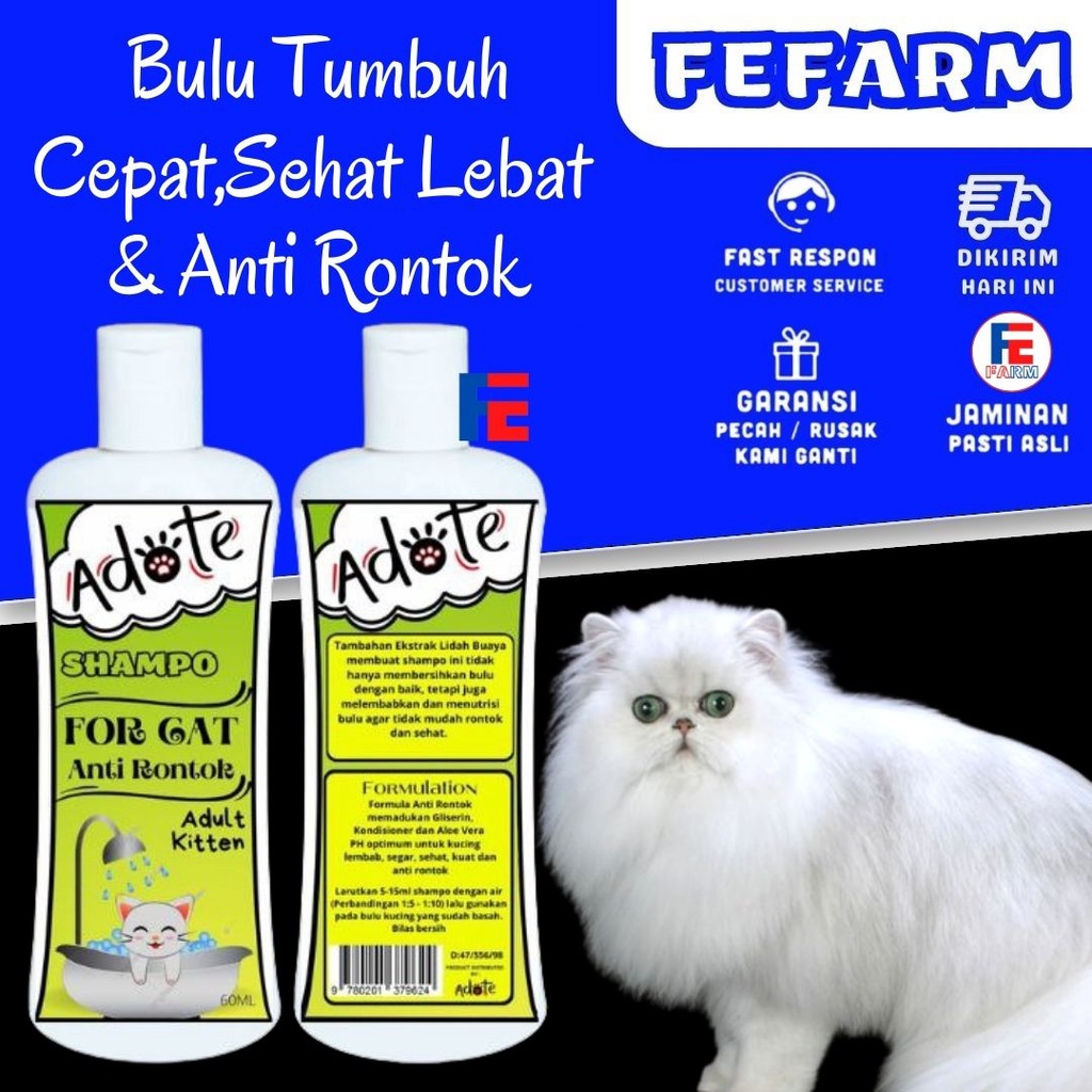 Shampo Kucing Penumbuh Bulu Anti Rontok Shampo ADOTE FEFARM