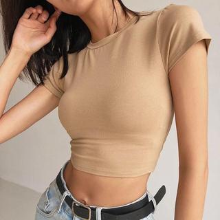 [Premium] Slim FIt Round Neck Crop Tee 7302 (S/M/L)