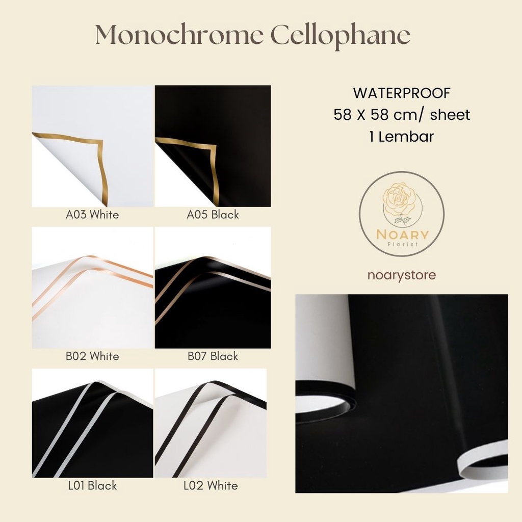 Jual Monochrome Cellophane Paper Wrap Kertas Kado Kertas Bunga