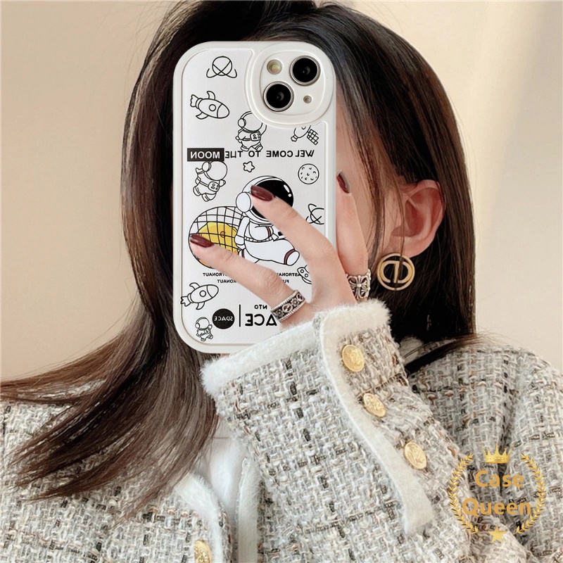 Soft Case TPU Motif Kartun NASA Untuk IPhone 11 12 13 14 Pro MAX XR X XS MAX 8 7 Plus 6s 6 Plus 14 Plus SE 2020