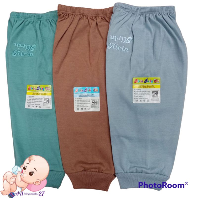 Airin 3PC Celana Panjang Polos Bordir Warna Tua Usia Newborn 0-4Bulan Bahan Nyaman Berkualitas