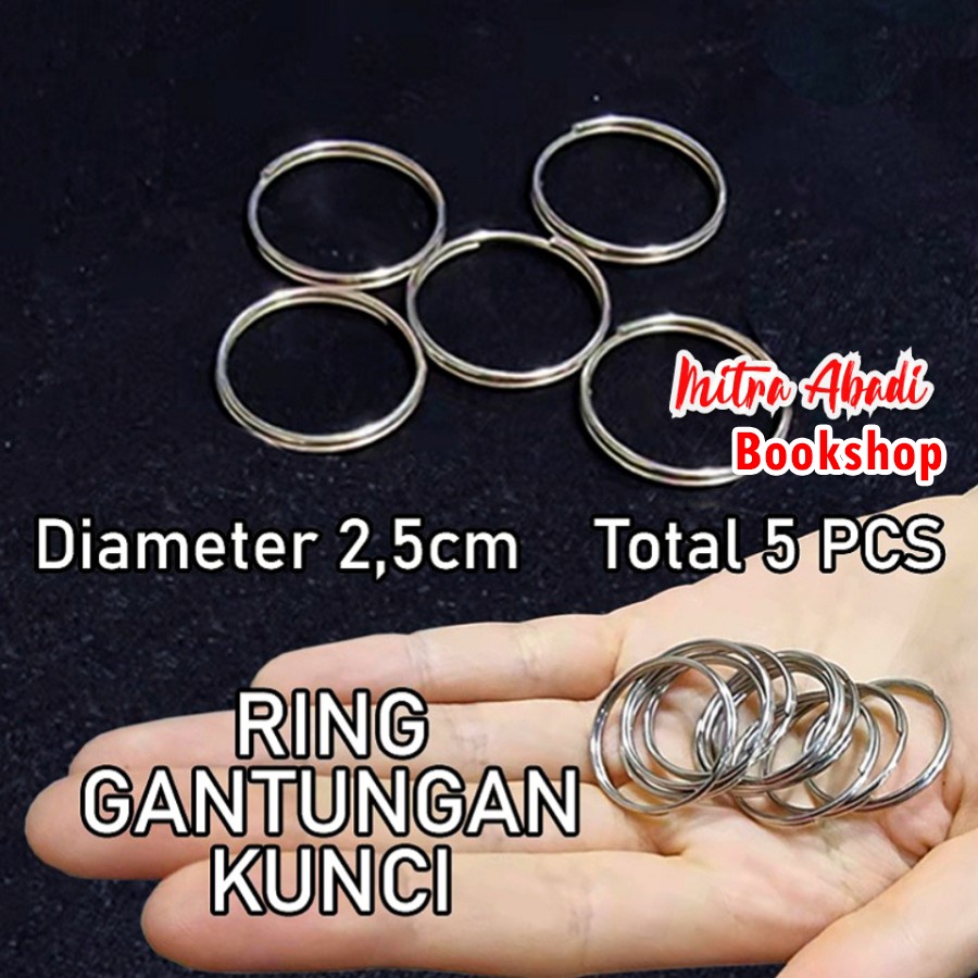 Ring Gantungan Kunci Bulat Diameter 25 mm / 2.5 cm ( 1 SET ISI 5 PCS )