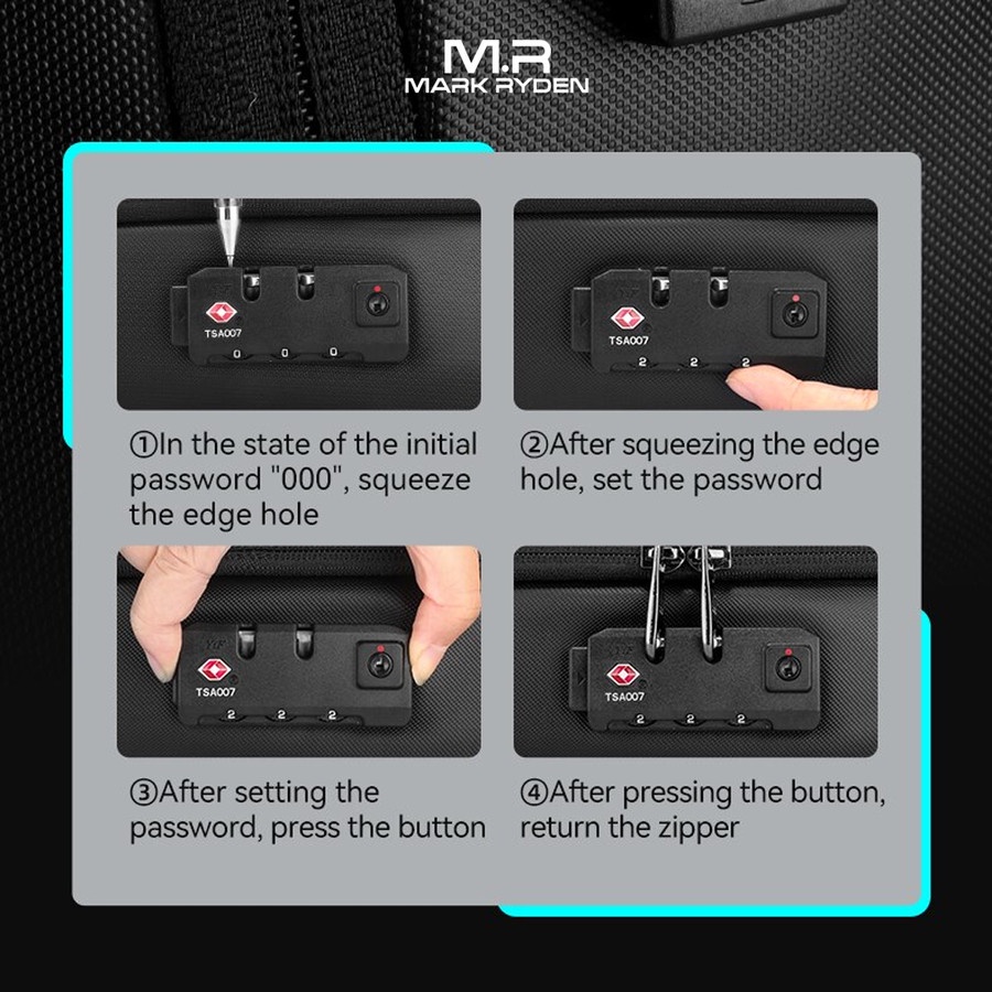 MR2958 Tas Mark Ryden Ransel Pria Cowok Laptop 15.6 USB TSA Hardcase