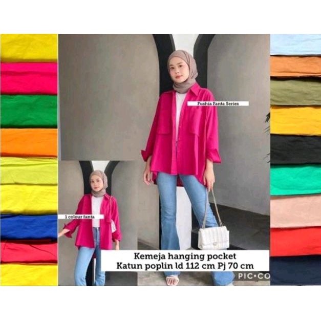 KEMAJA BASIC POLOS WANITA KEMEJA KATUN COTTON POPLIN