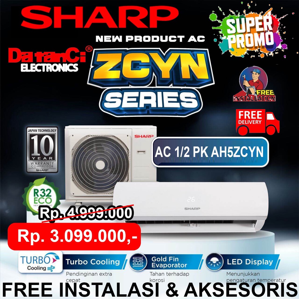 AC SHARP 0.5 PK Turbo Cool Series AH 5 ZCYN