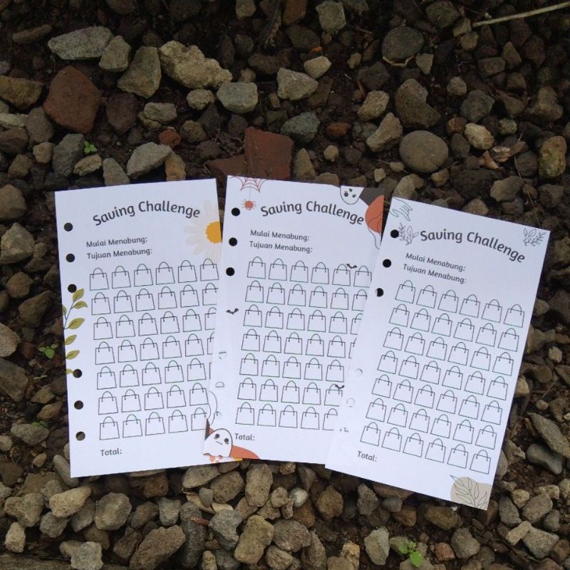 

tantangan menabung binder Saving Challenge A6 versi Bag Seri B