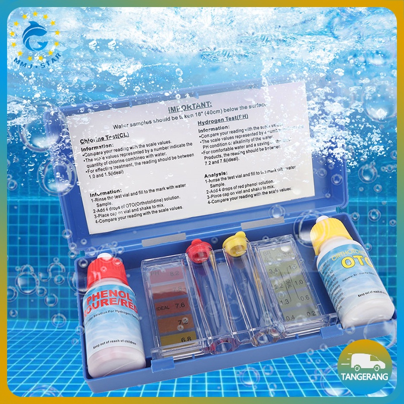 【2 in 1】Testkit Air PH Dan Chlorin/Tes Kit Kolam Renang/Alat Tes Kadar Air/Kit Uji Air Klorin PH