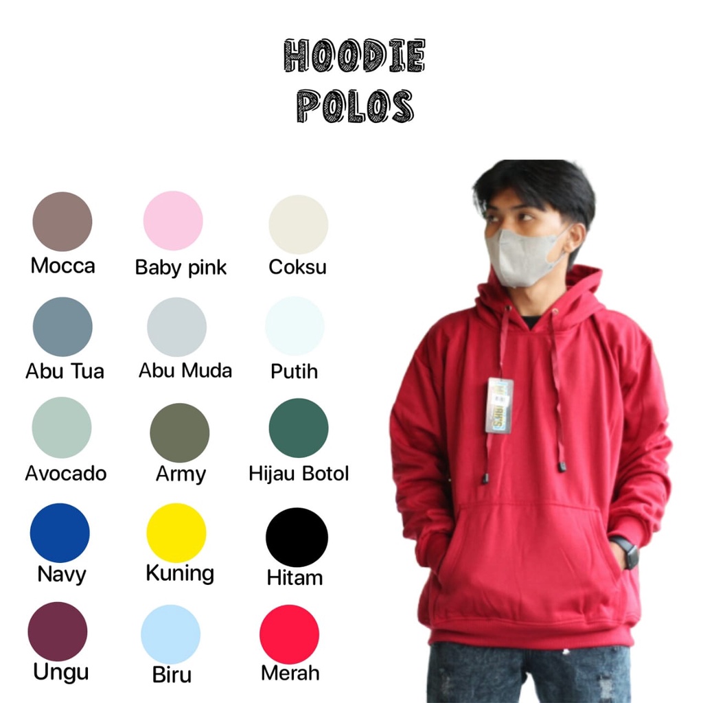 Hoodie  Merah Polos Cewek Cowok Sweater Hodi Allsize Size M L XL XXL XXXL 4XL 5XL  Tersedia Warna Mo