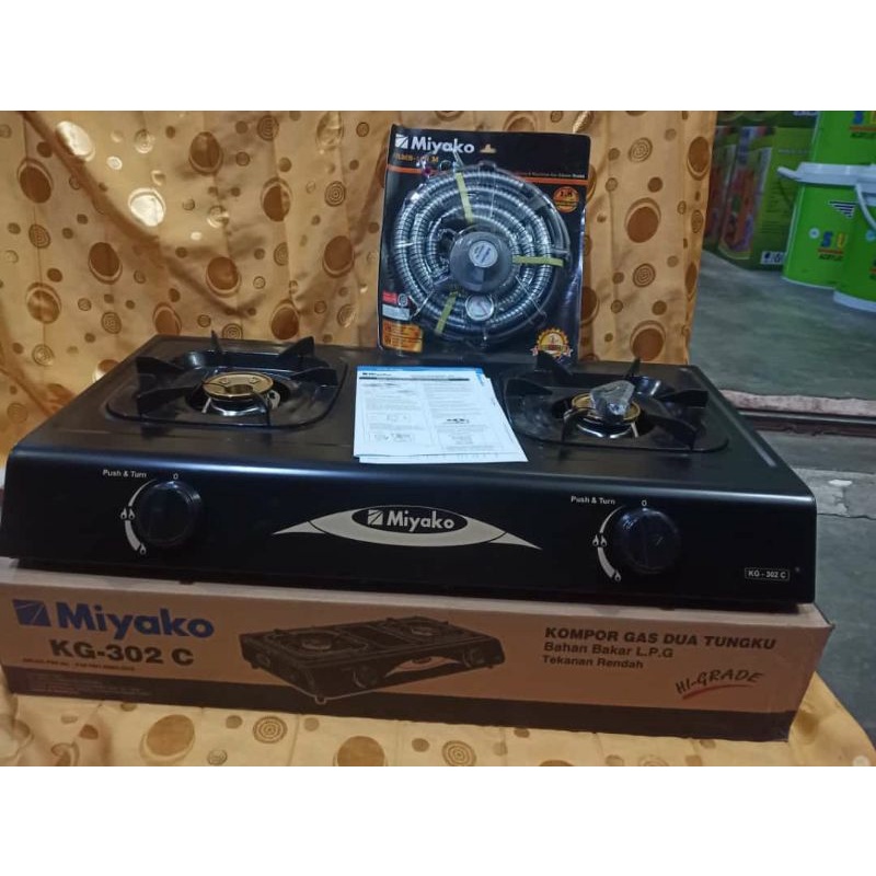 KOMPOR GAS MIYAKO 2 TUNGKU + SELANG REGULATOR MIYAKO