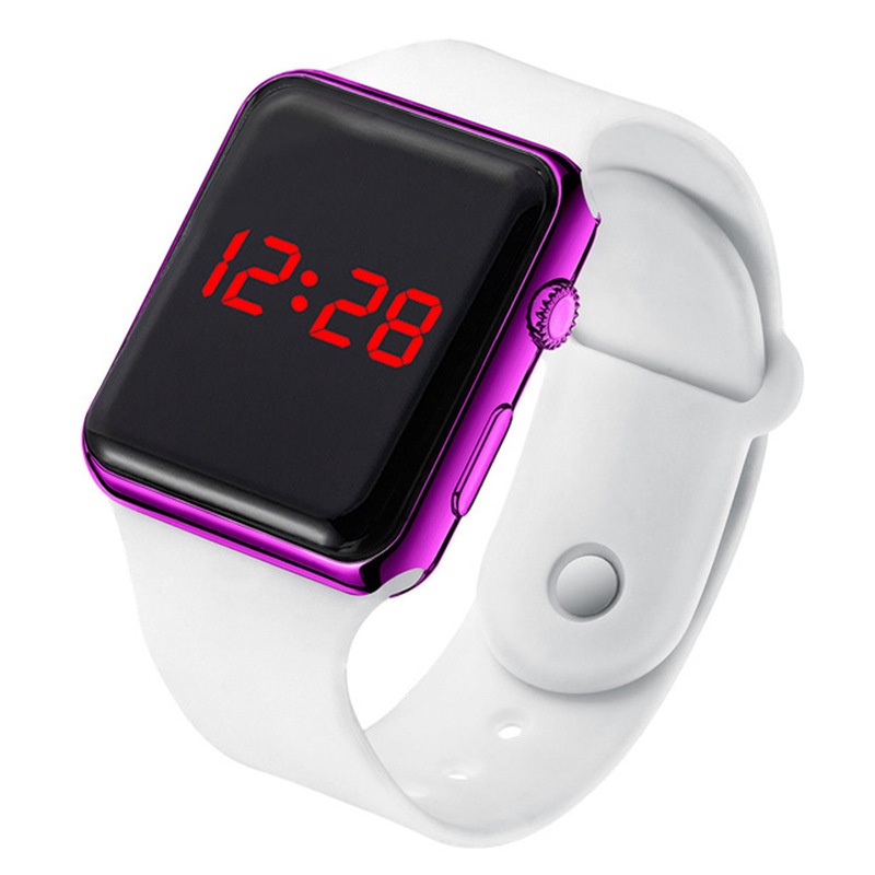 【KOK】✅COD Jam Tangan Couple Tahan Air Cerdas LED Watch Elektronik  Jam tangan LED mewah anti air untuk pelajar 1 PC-Putih-Ungu