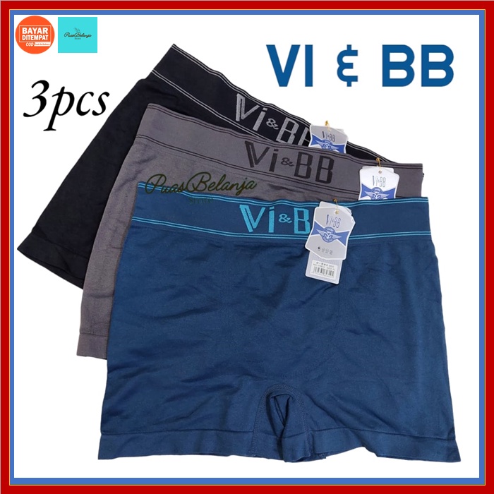 3 Pcs Celana Boxer VI BB Rajut Seamles Impor Celana Dalam Pria Boxer VI BB VBB Seamless Tanpa Jahitan