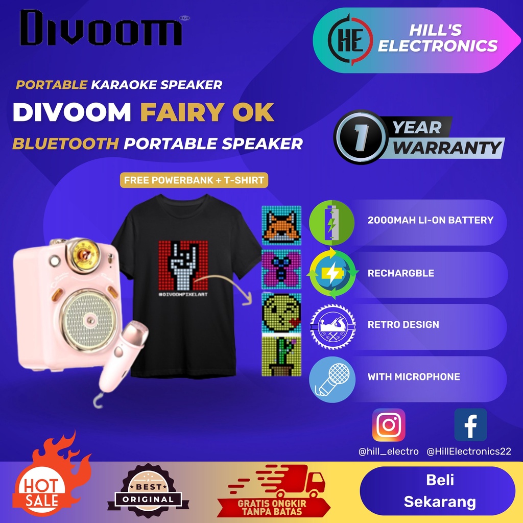 Divoom Fairy Ok Speaker Karaoke With mic-Hijau