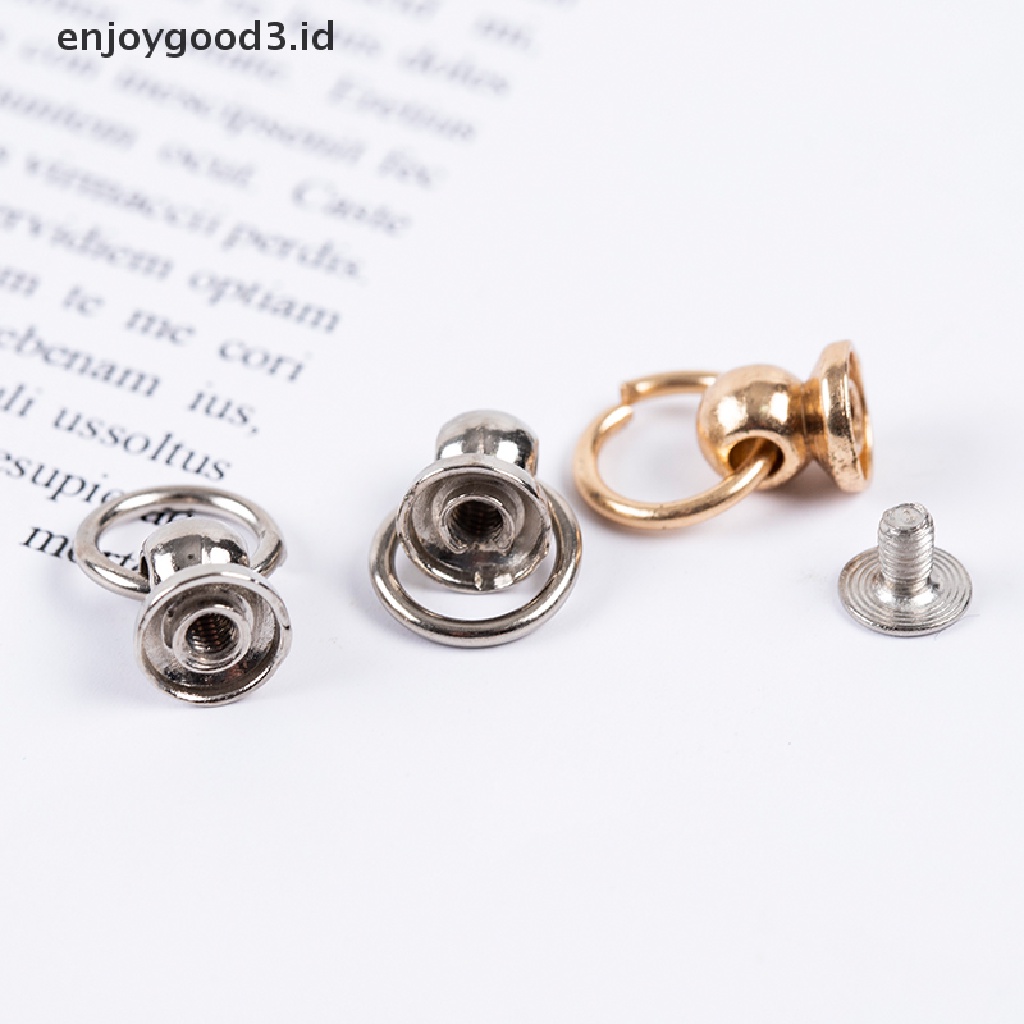 10pcs Kancing O Ring Stud Screwback Sekrup Paku Keling 8mm Bahan Metal Untuk Kerajinan Tas Telepon