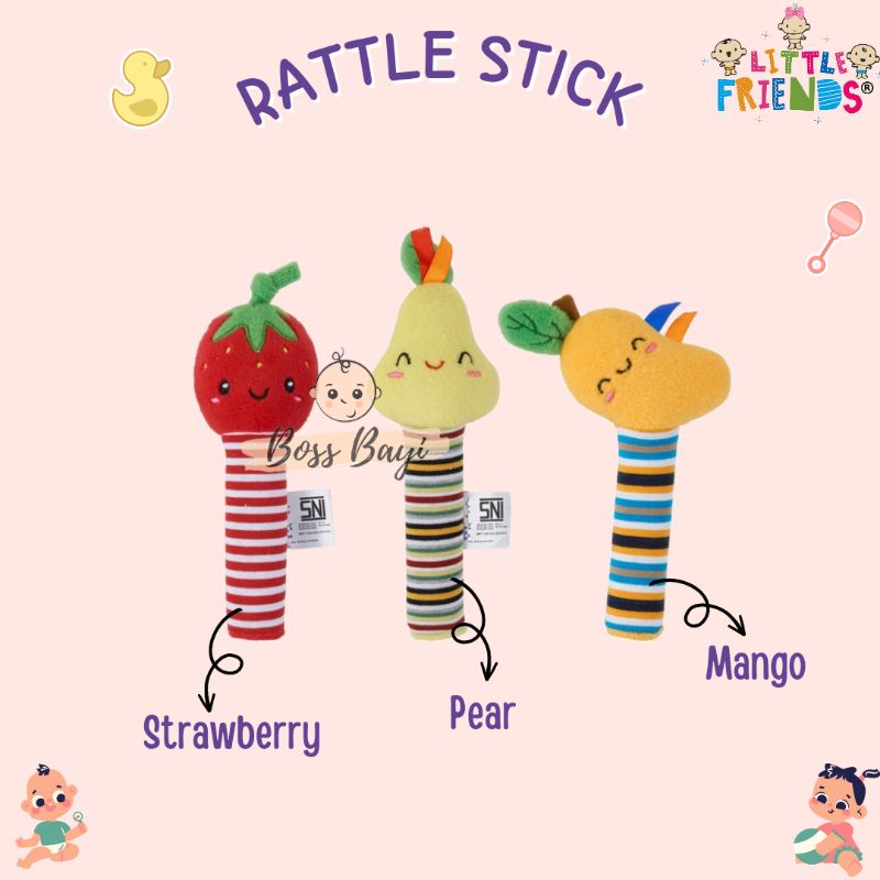 LITTLE FRIENDS Rattle Stick LFR201/02/03/04 - Boneka Stik Mainan Bayi Anak Bunyi Cit Cit