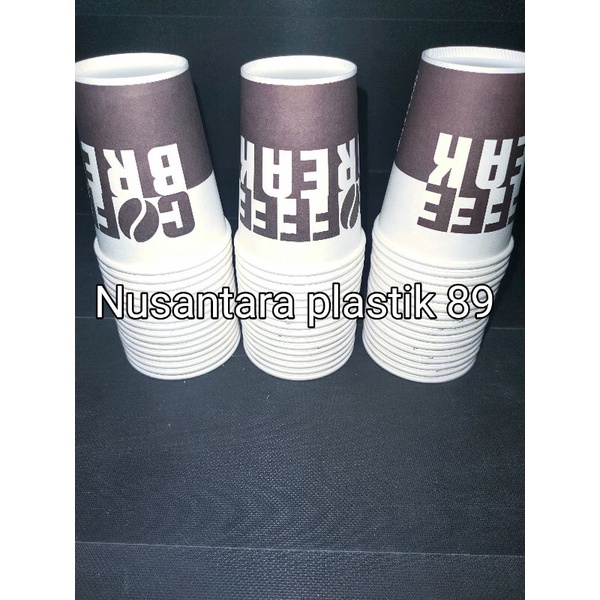 Gelas Paper Cup 9 Oz Motif Dan Polos Isi 50pcs