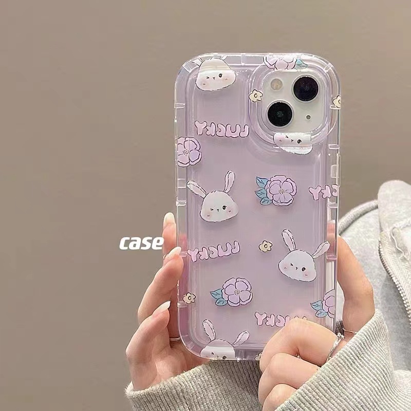Soft Case Silikon TPU Transparan Motif Bunga Ungu Untuk IPhone 14 13 12 11 Pro X XS Max XR 6 6S 7 8 Plus