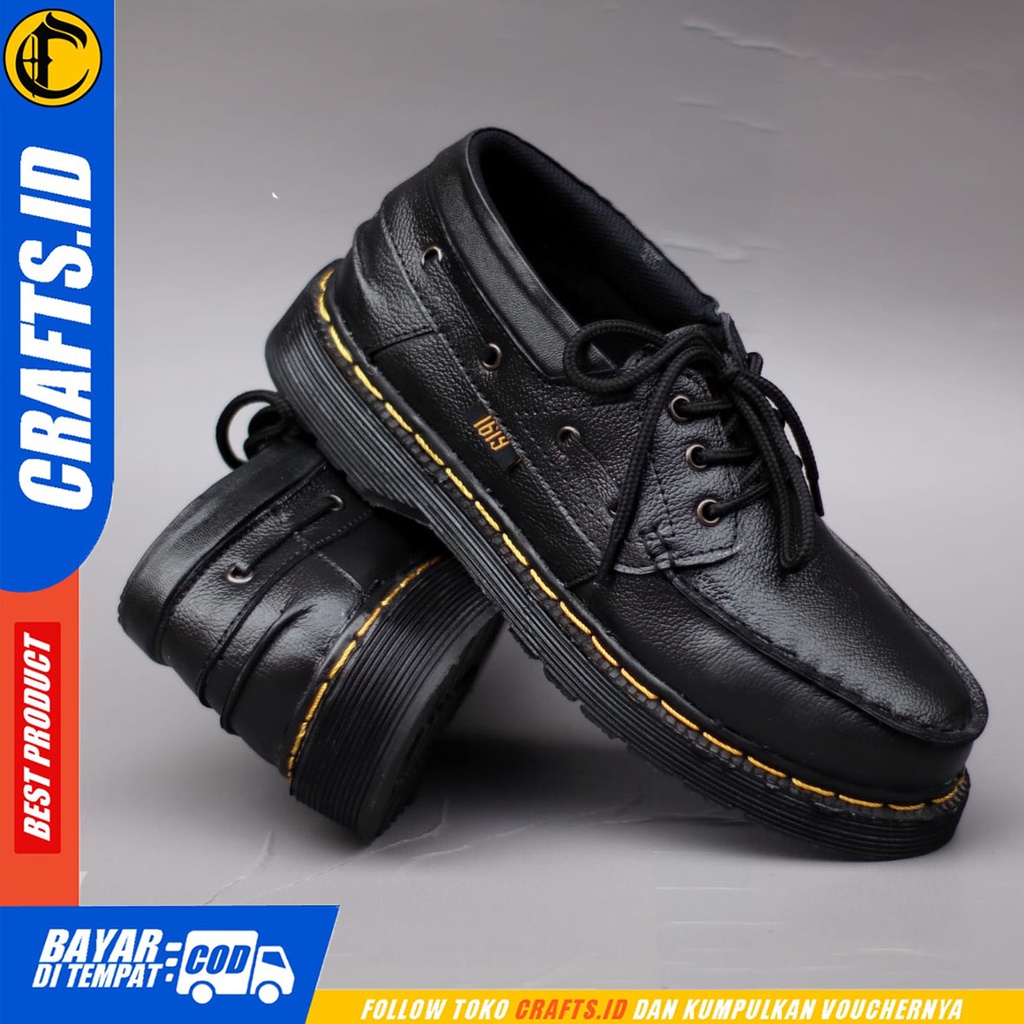 CRAFTS baltir - Sepatu Pantofel Formal Docmart Low Boots Kulit Asli Kerja Pria