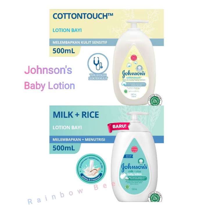 Johnson's Cotton Touch  Face & Body Baby Lotion 500ml / Johnson's Milk + Rice Baby Lotion 500ml John