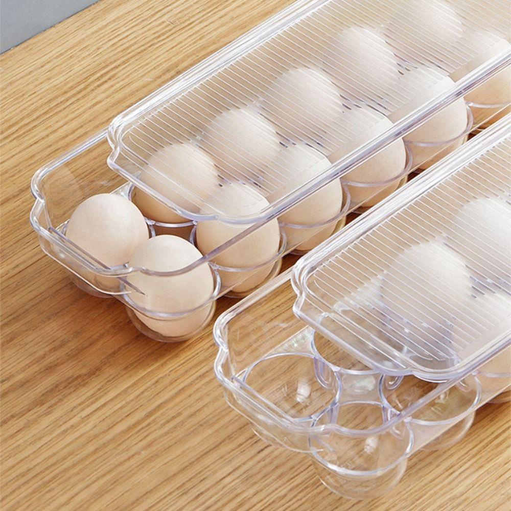 【 ELEGANT 】 Kotak Penyimpanan Telur Bahan Plastik Kokoh BPA-Free Dengan Tutup Kedap Udara Untuk Organizer Kulkas Fridge