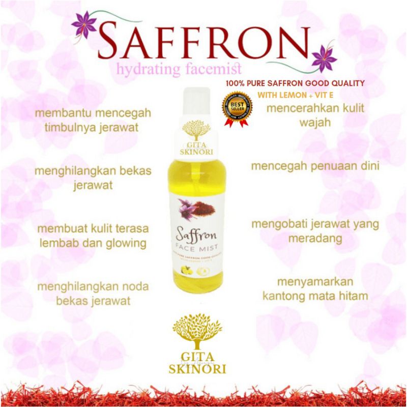 COD Face Mist Glowing Safron With Vit Lemon &amp; Vit E Mengglowingkan Dan Mencerahkan wajah Menghilangkan Noda Hitam Dan Bekas Jerawat