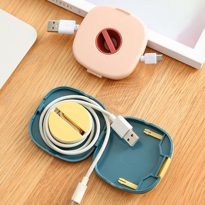 Penggulung Kabel Chager Kabel USB + Docking Handphone / Tempat Penyimpanan Kabel Data / Kotak Headset Organizer / Kotak Gulungan Headset