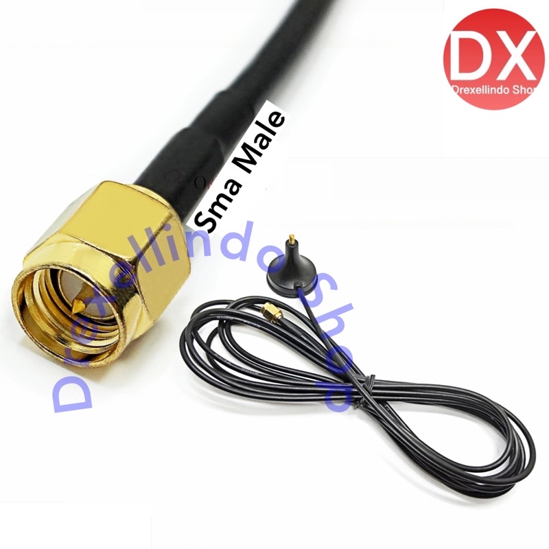 Antena Spiral magnet kabel 1.5 m SMA MALE 2.4G dan 5.8G