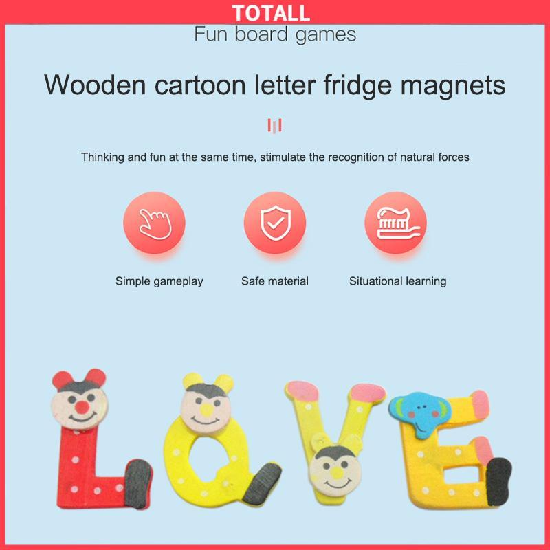 COD Stiker Kulkas Magnet Lucu Kartun Alphabet Tempelan Kayu Bahan Untuk Dekorasi Kulkas-Totall