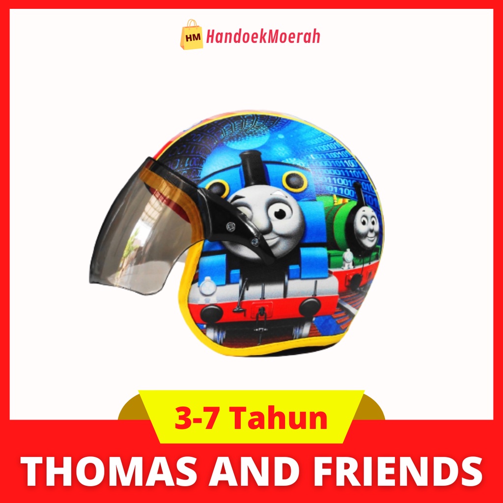 Helm Anak HALF FACE THOMAS AND FRIENDS Murah / Helmet Non SNI / Helm Karakter Kartun Lucu / Helm Anak Cowok Laki Laki 3 4 5 6 7 Tahun