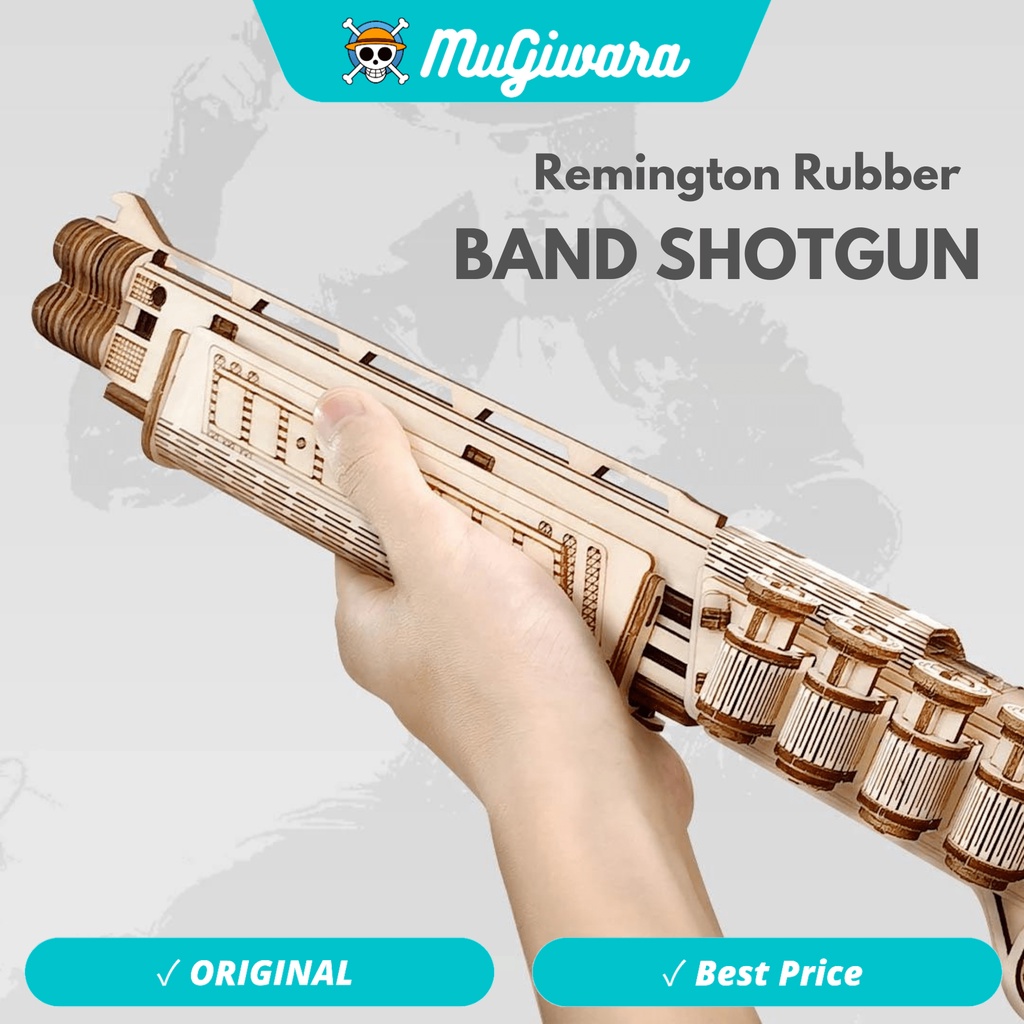 Pistol Mainan Karet 3D Wood Puzzle Remington Rubber Band Shotgun