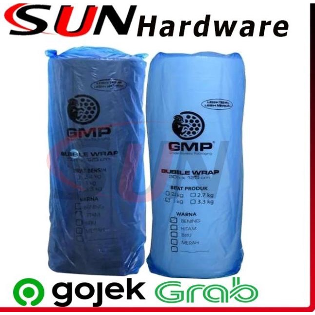 

Bubble Wrap GMP Roll 50 M x 125 CM 3 KG Buble Hitam Putih Transparan - Putih