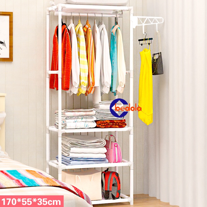 Bedola Square steady stand hanger rak buku rak lemari pakaian susun tanpa cover