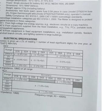 Multitester Digital DT 9205A DT9205A ORIGINAL