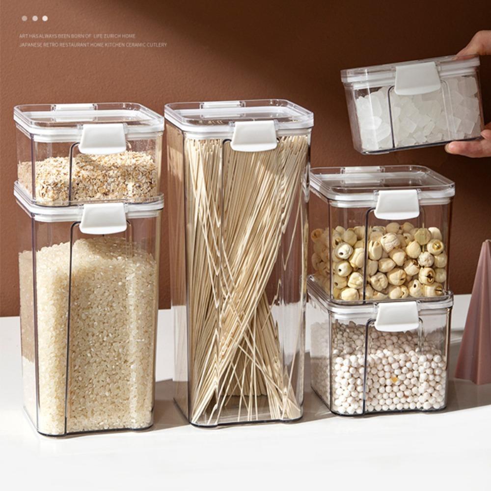 R-FLOWER Food Canister Household Transparan Rice Nut Organizer Sealing Jar Cereals Toples Penyimpanan